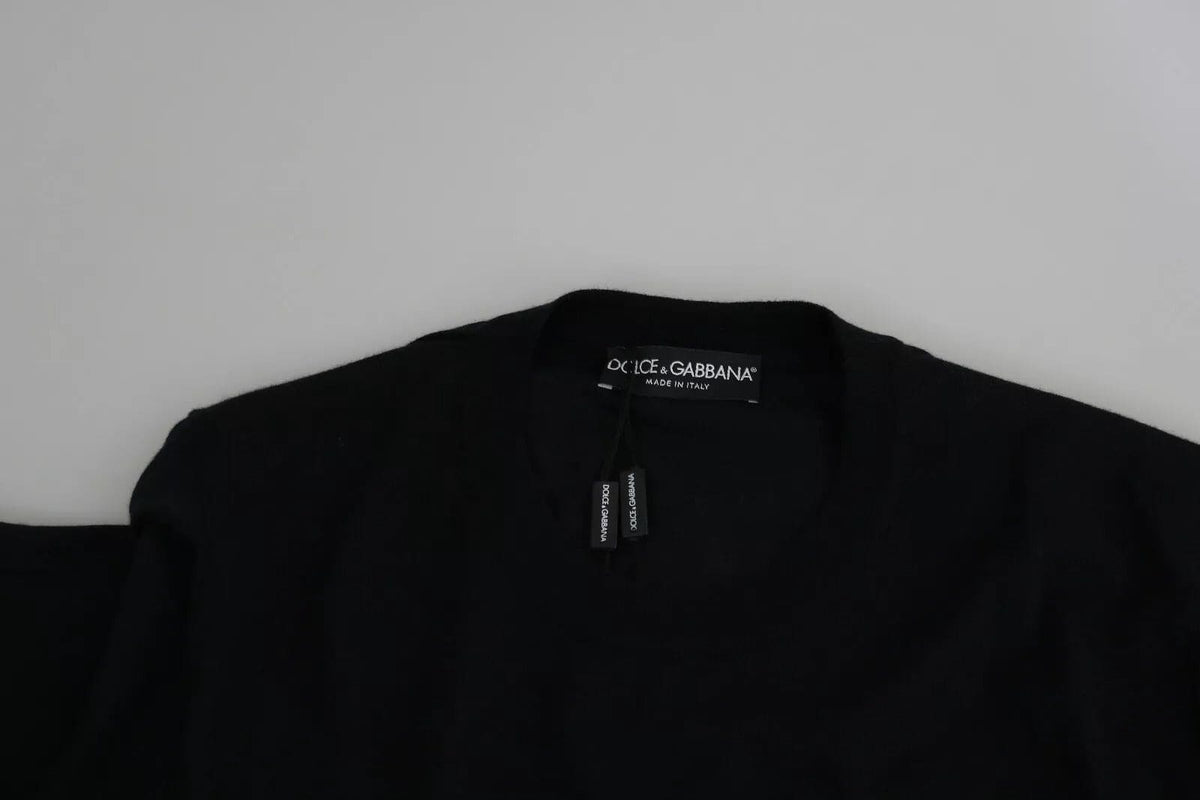 Dolce & Gabbana Black Cashmere Crewneck Pullover Sweater