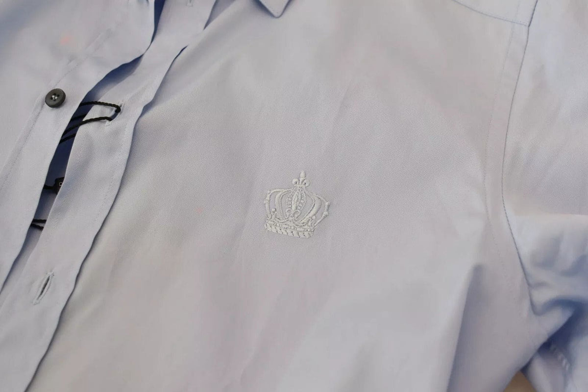 Dolce & Gabbana Light Blue Cotton Slim Fit Dress Shirt