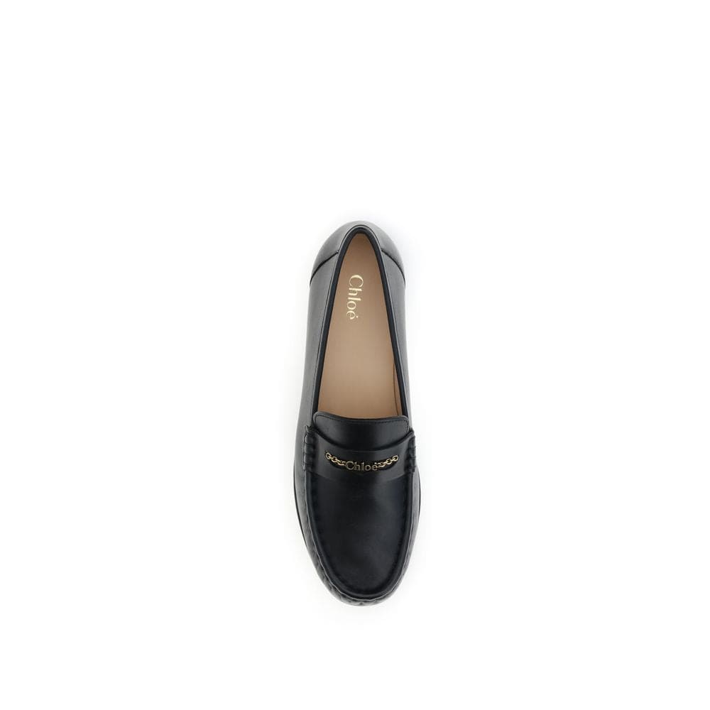 Chloé Black Calf Leather Bos Taurus Slip-On Loafers