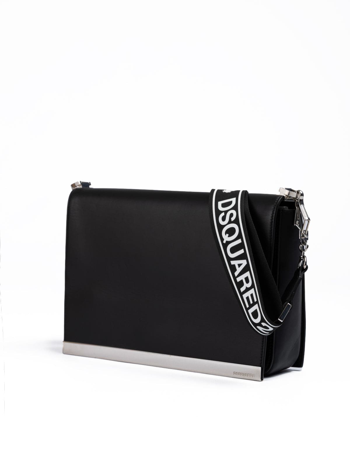 Dsquared² Black Leather Messenger Bag