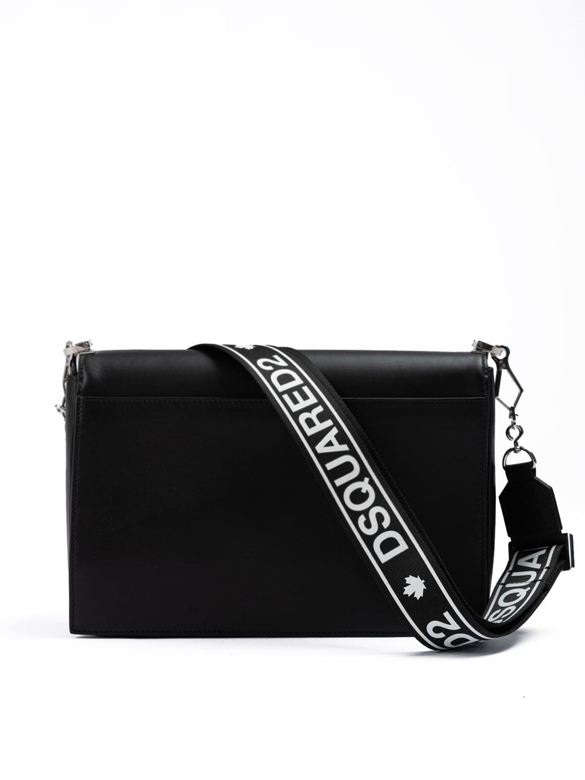 Dsquared² Black Leather Messenger Bag