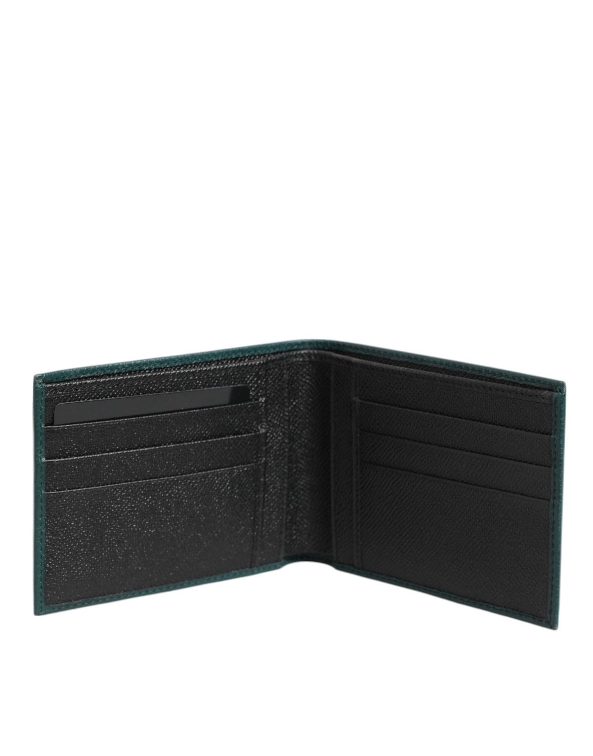 Dolce & Gabbana Green Leather DG Logo Plaque Bifold Men Card Holder Wallet