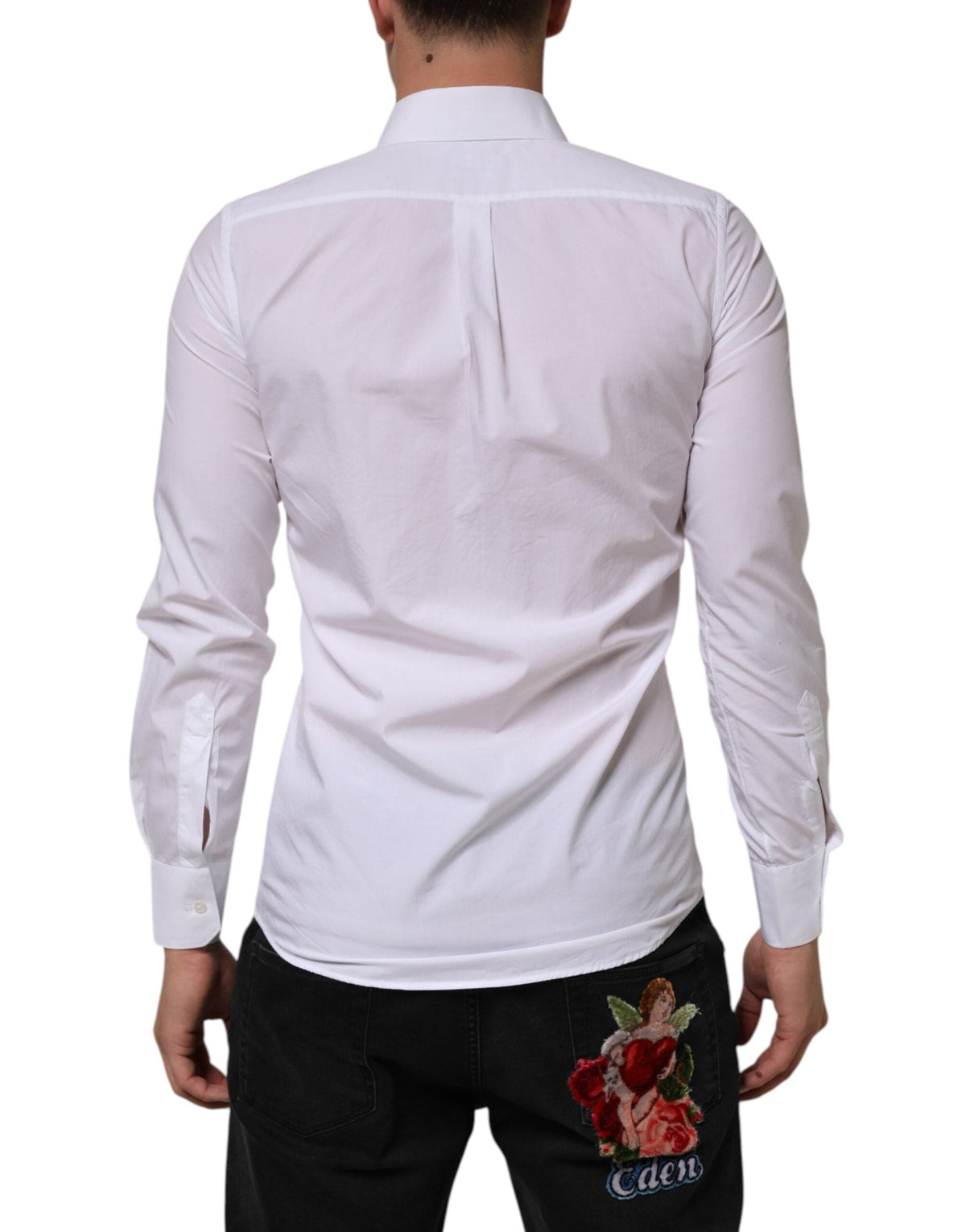 Dolce & Gabbana White Cotton MARTINI Long Sleeve Dress Shirt