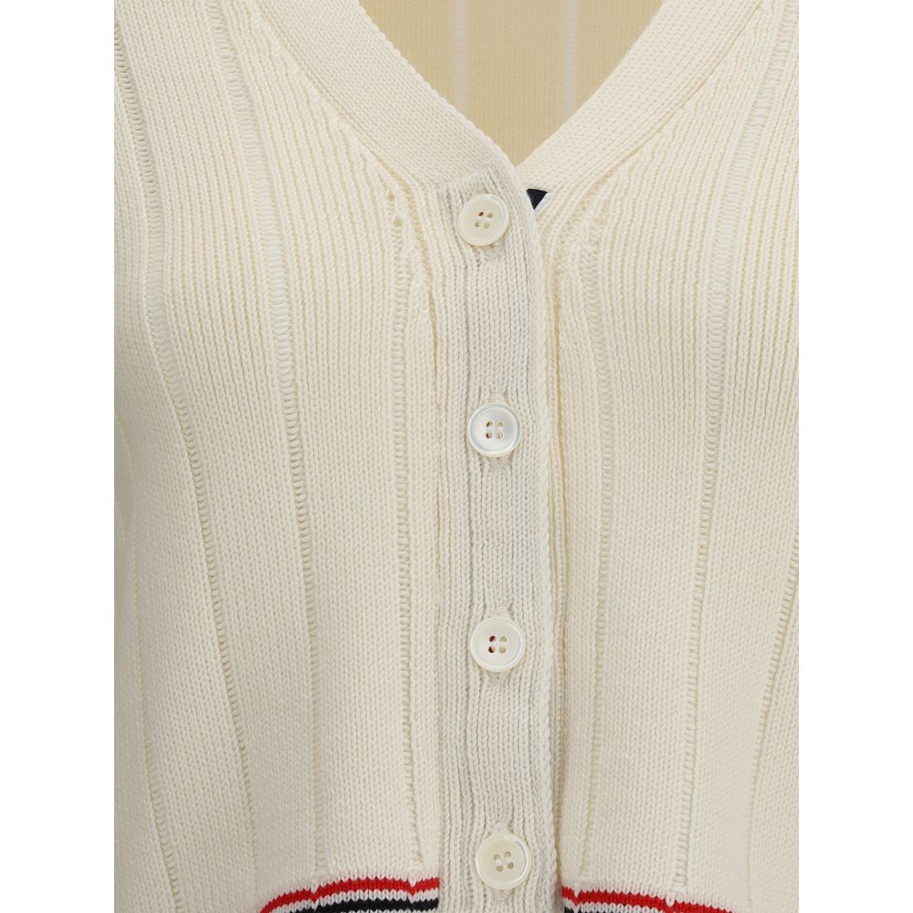 Thom Browne Cream Fleece Wool Cardigan