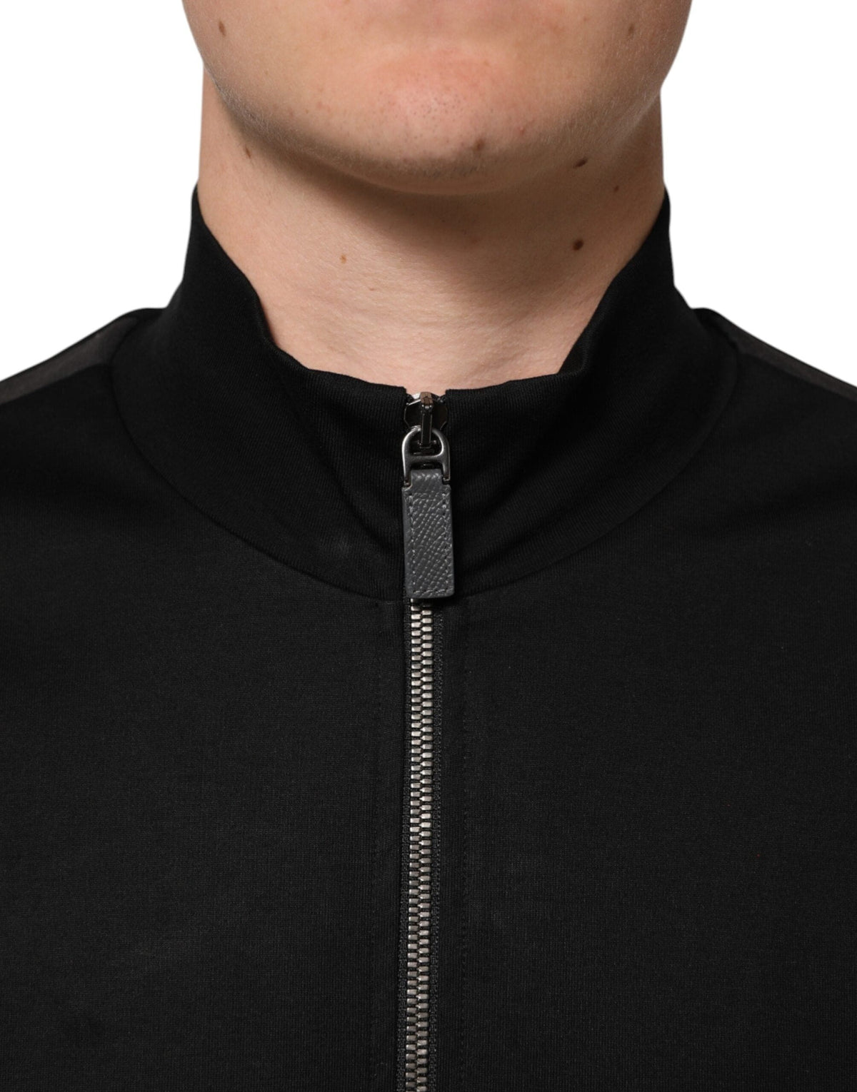 Dolce & Gabbana Black Cotton Logo Full Zip Men Bomber Jacket