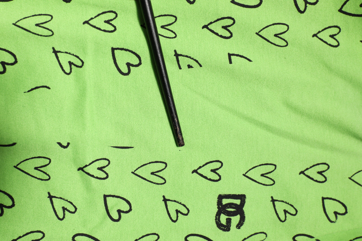 Dolce & Gabbana Green V-Neck DG Logo Heart Print T-shirt