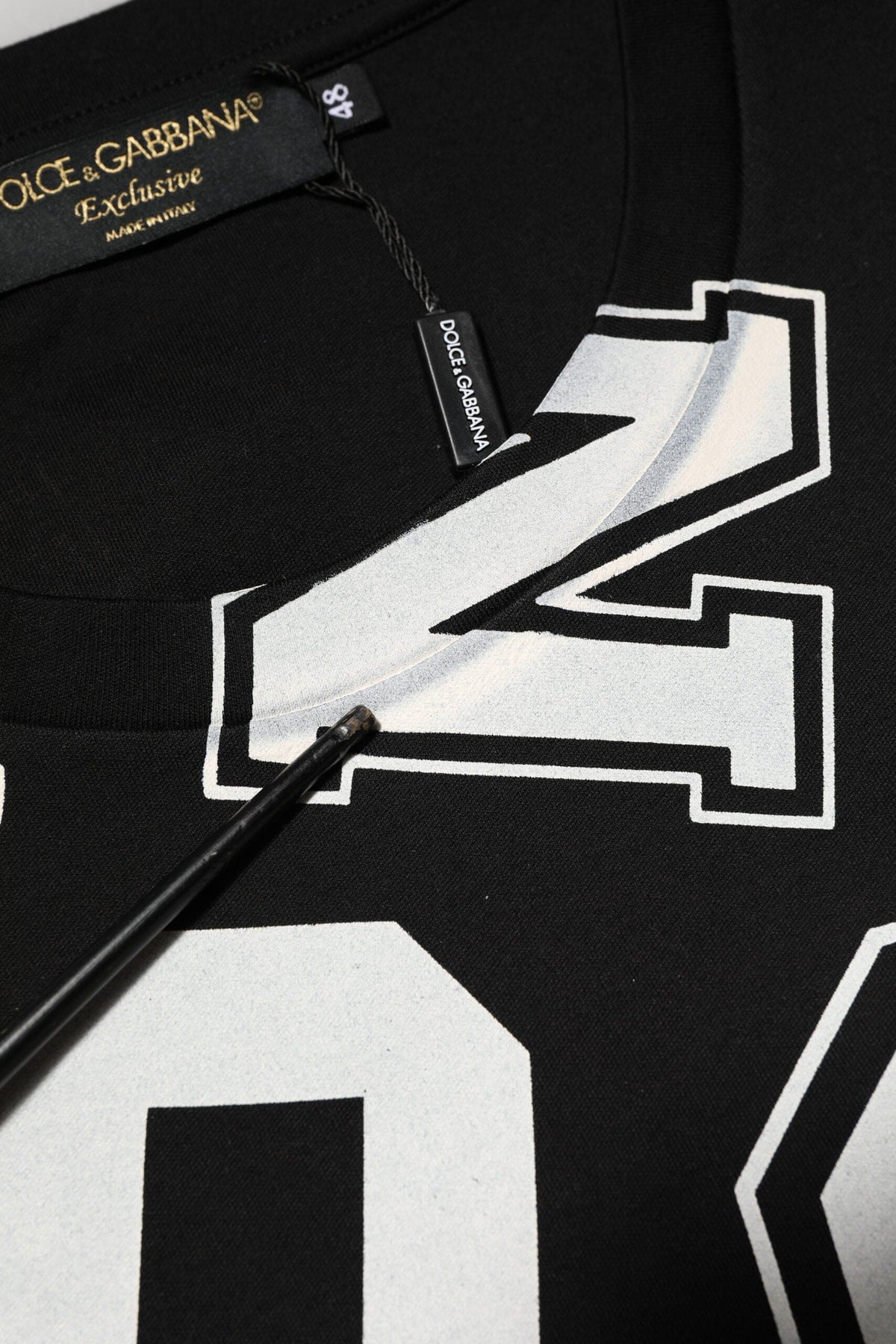 Dolce & Gabbana Black Cotton Letter Print Short Sleeve T-shirt