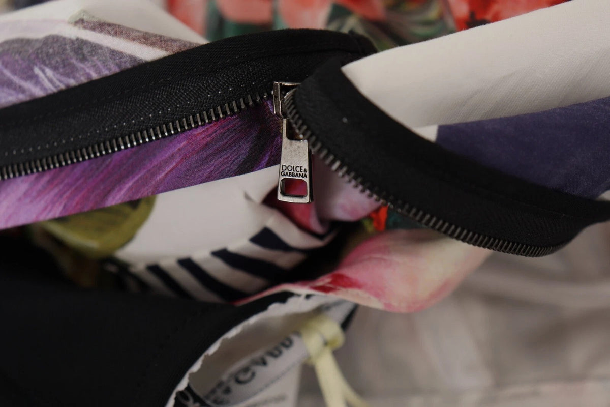 Dolce & Gabbana Multicolor Poplin Floral Mini Flared Dress