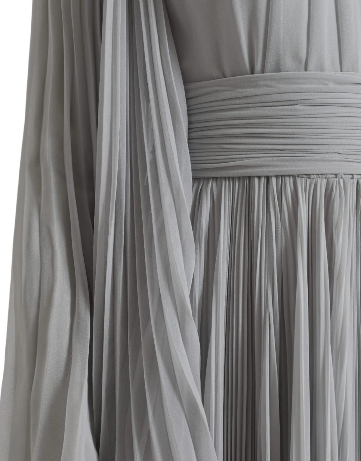 Dolce & Gabbana Light Grey Polyester Pleated Long Maxi Dress