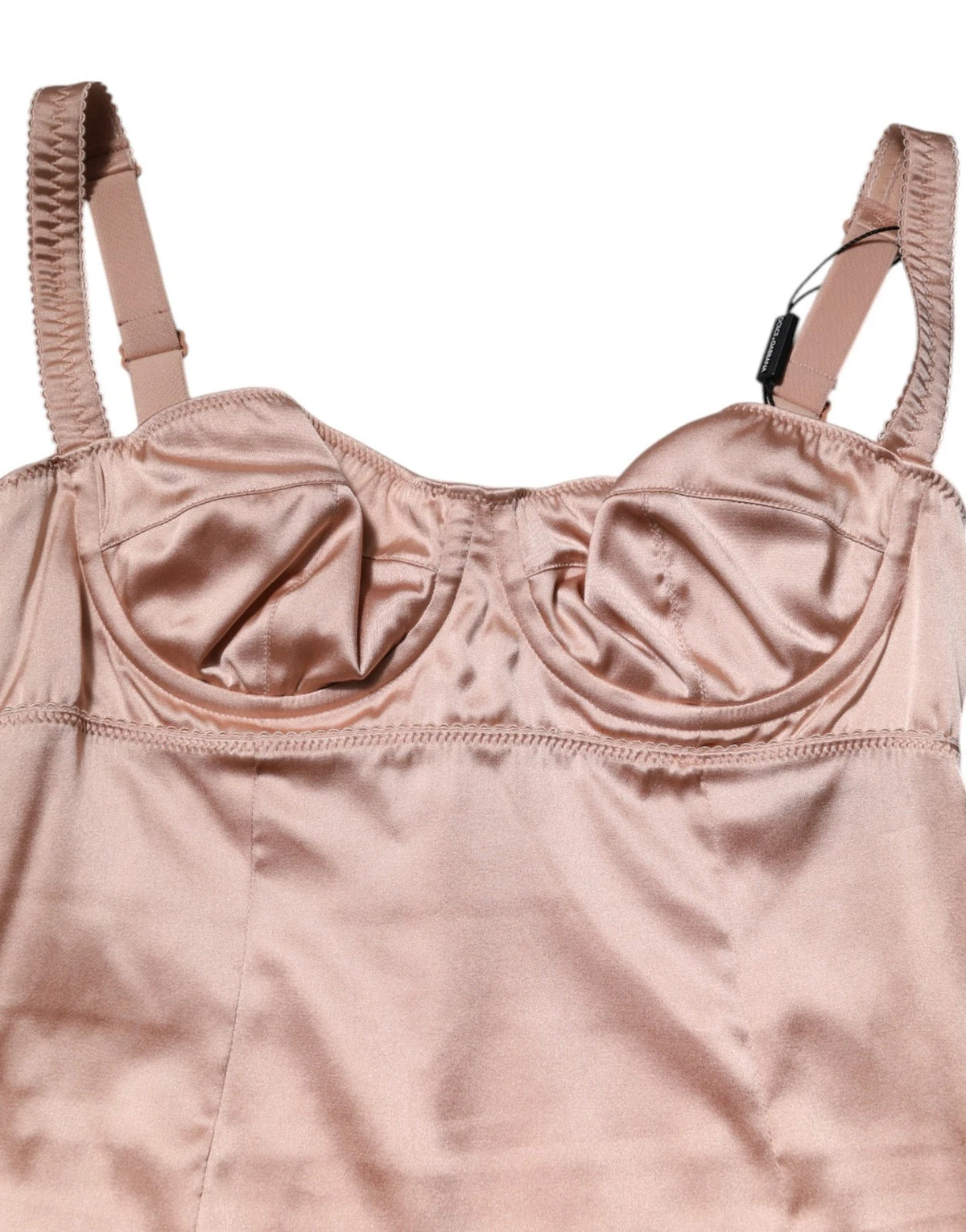 Dolce & Gabbana Blush Pink Silk Satin Bustier Midi Bodycon Dress JOHNYCARRIBEAN Dolce & Gabbana Blush Pink Silk Satin Bustier Midi Bodycon Dress JOHNYCARRIBEAN