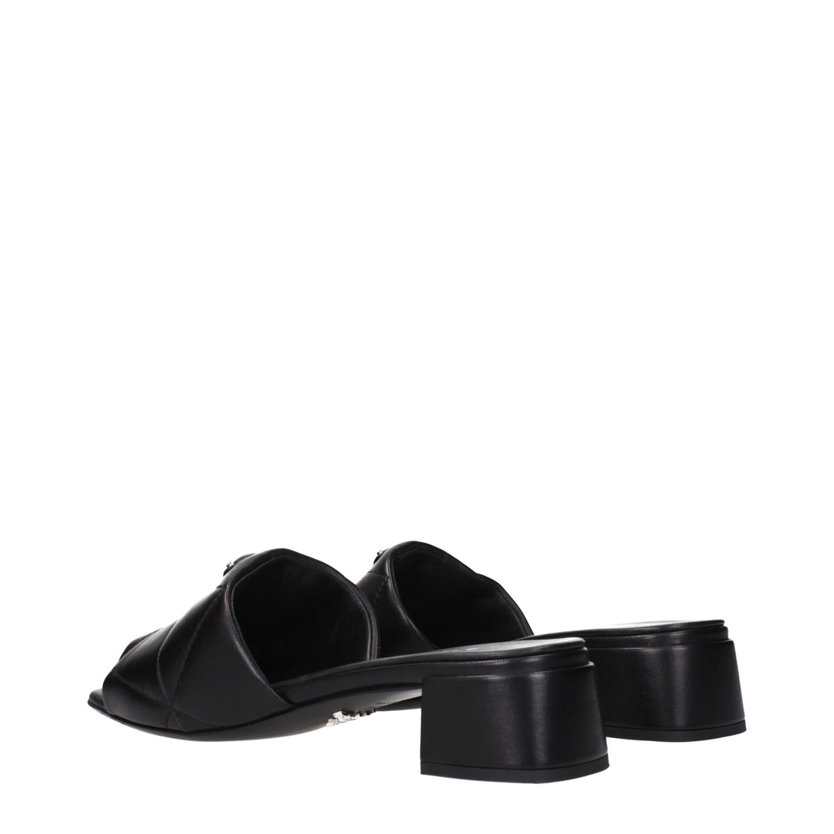 Prada Black Leather Flat Sandals