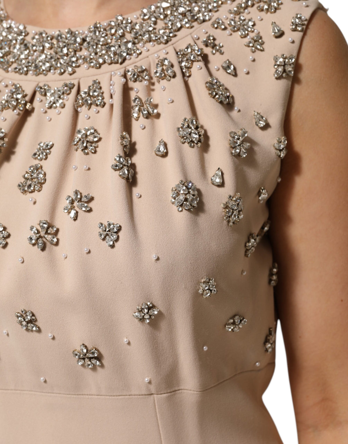 dolce and gabbana beaded dress Micro-sequined calf-length dress in Black for Women