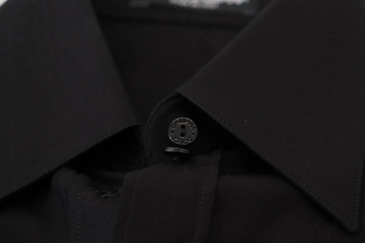 Dolce & Gabbana Black Cotton Collared Long Sleeves Shirt