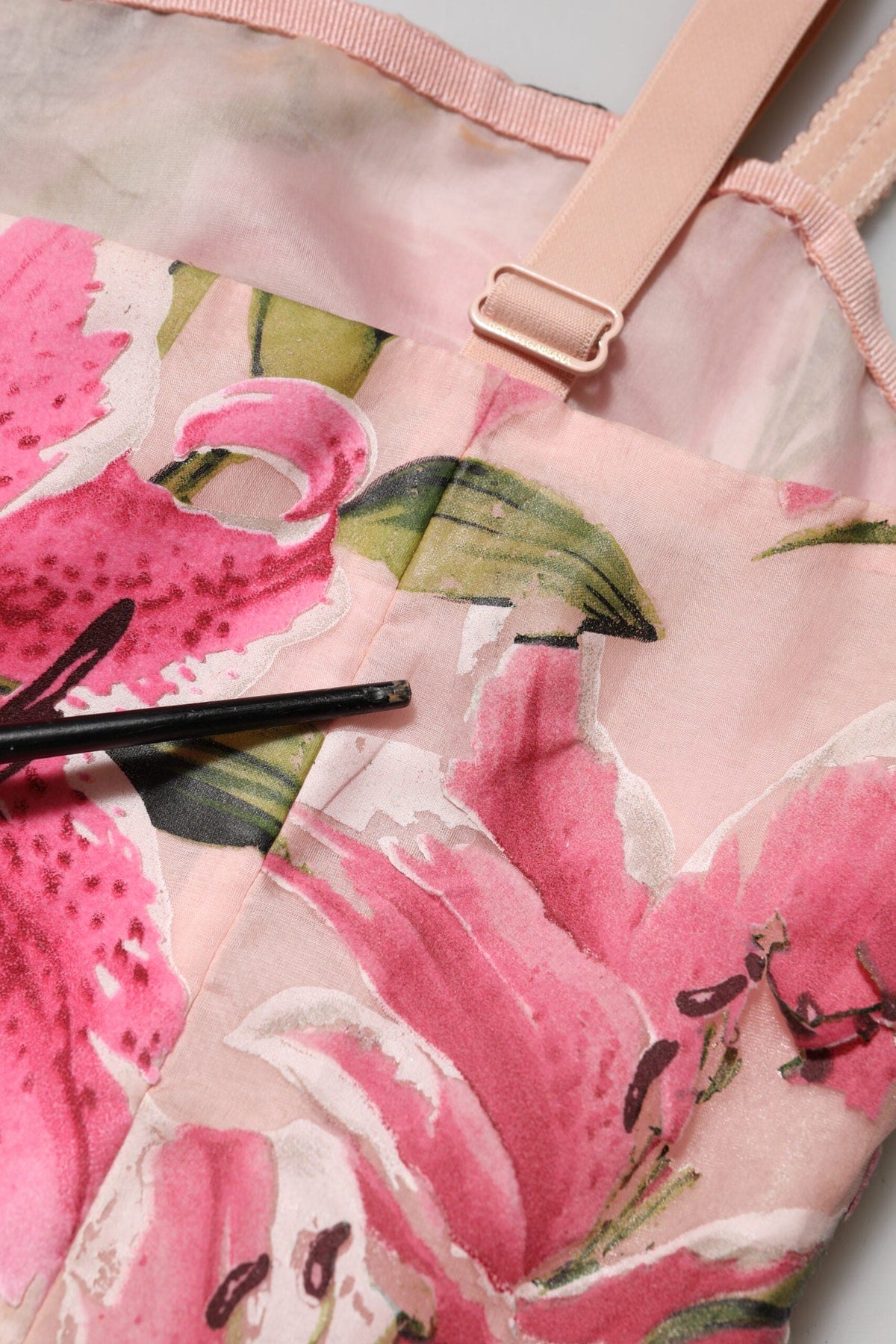 Dolce & Gabbana Pink Floral Lily Print Midi Sleeveless Dress