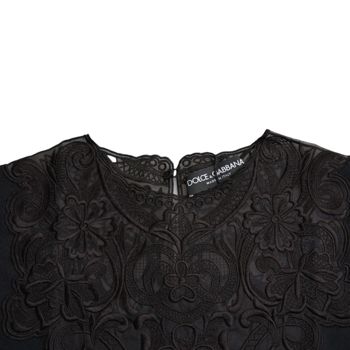Dolce & Gabbana Black Silk Lace Trim Long Sleeves Blouse Top
