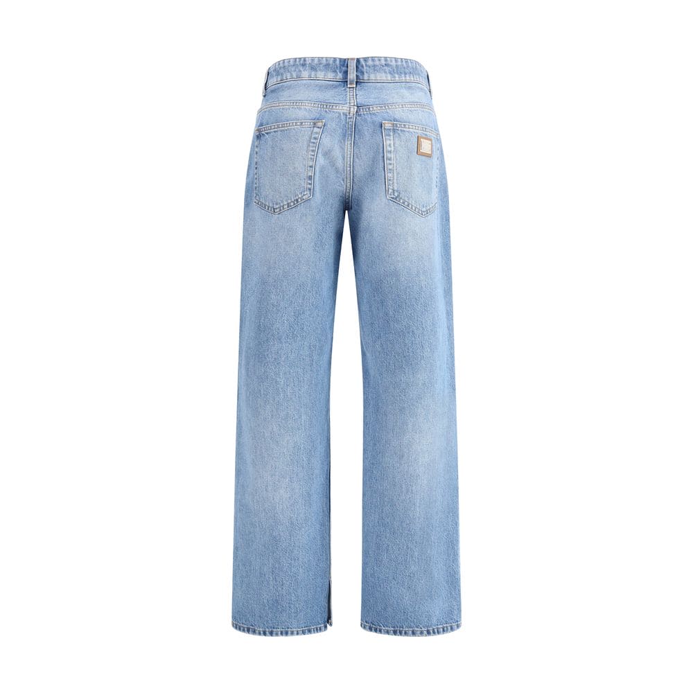 Dolce & Gabbana Light Blue Cotton Straight-Leg Jeans
