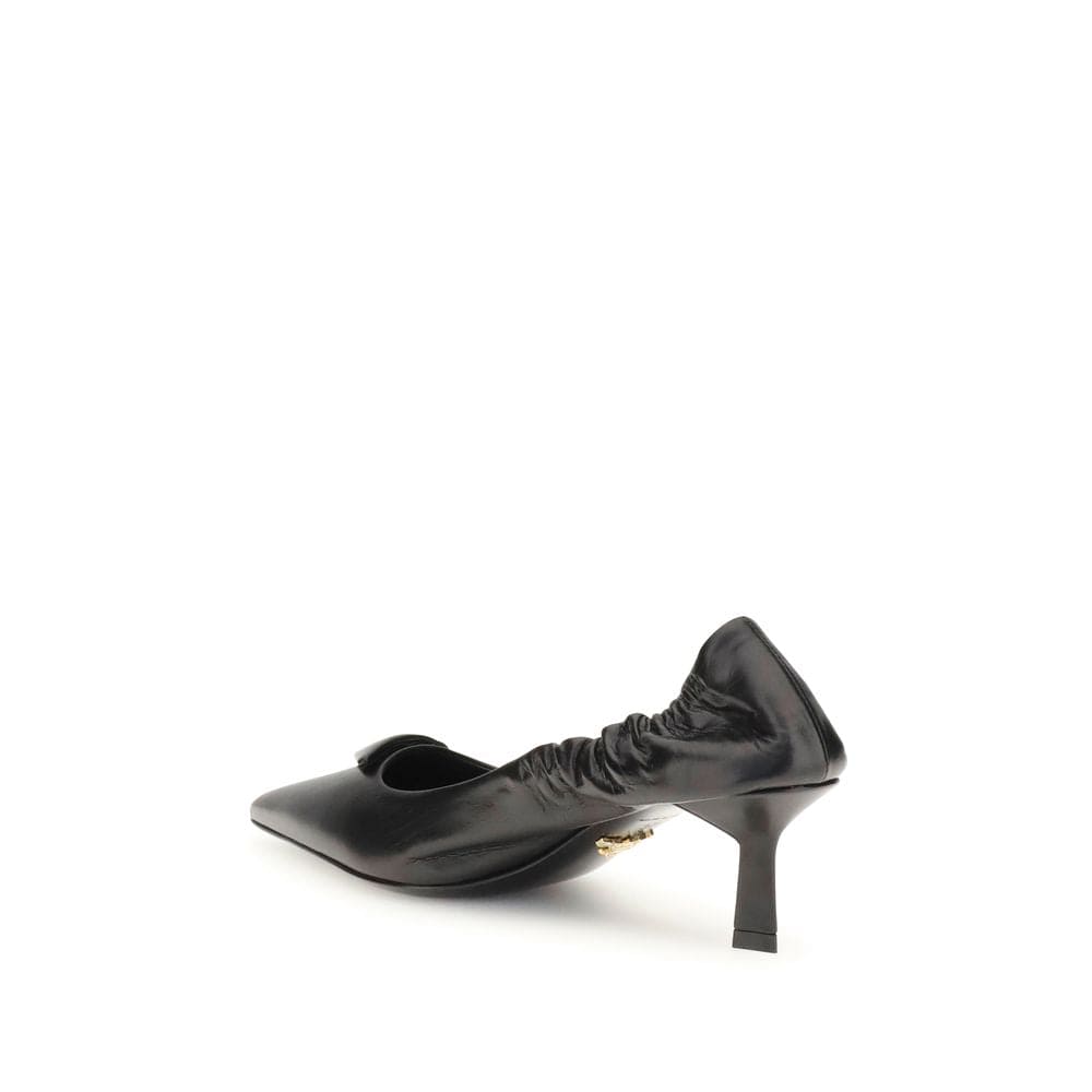Prada Black Calf Leather Bos Taurus High Heel Pumps