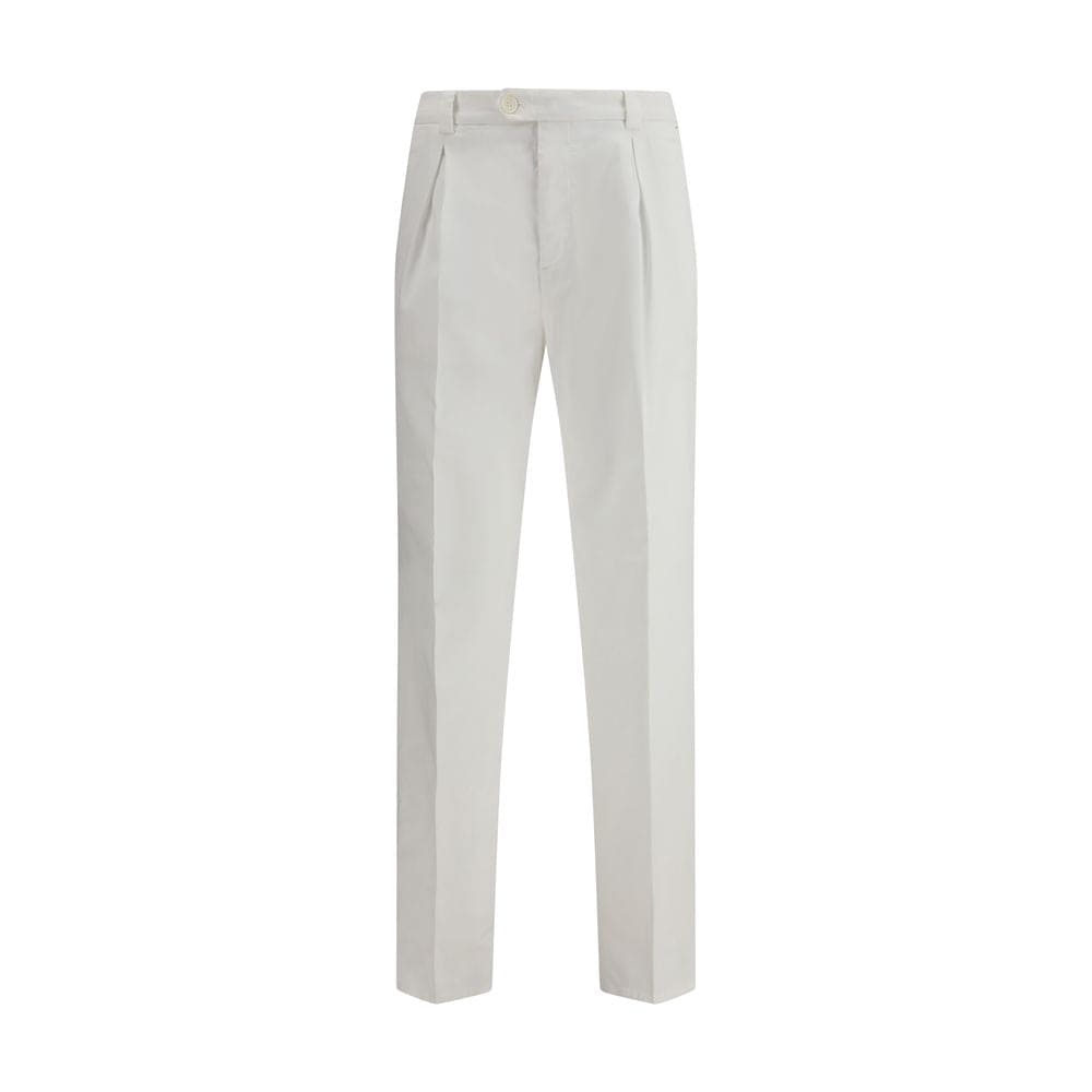 Brunello Cucinelli White Cotton Casual Pants