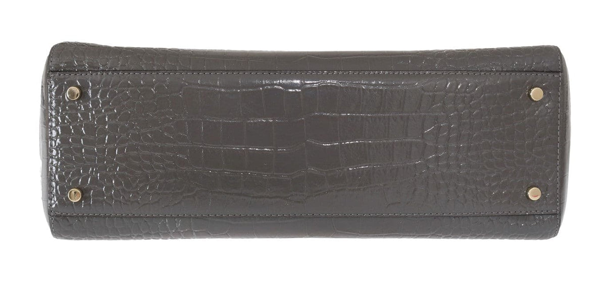 Kate Spade Grey Croc Embossed Leather Elissa Bristol Drive Tote Handbag Bag