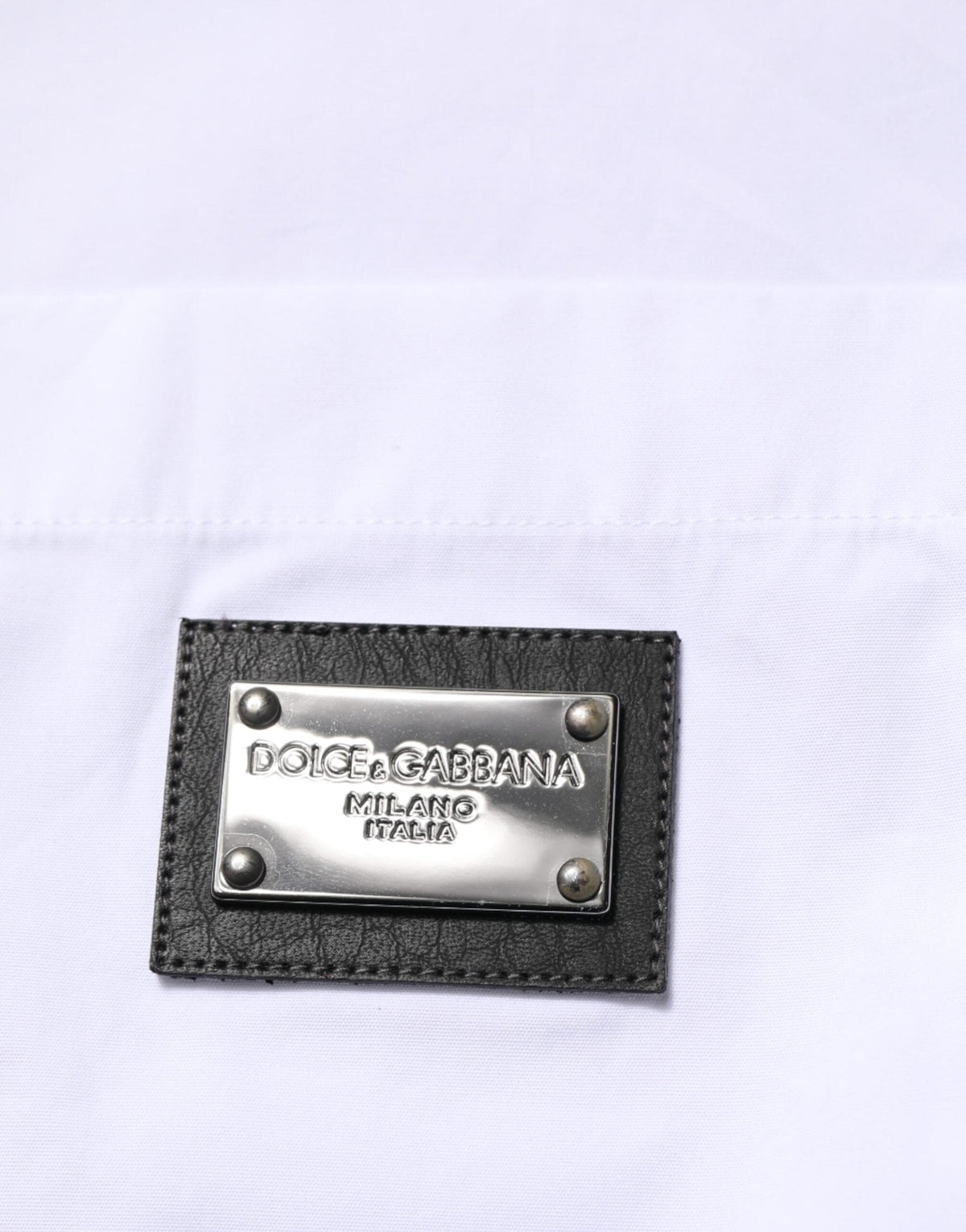 Dolce & Gabbana White Logo Plaque Collared Formal Dress  Shirt