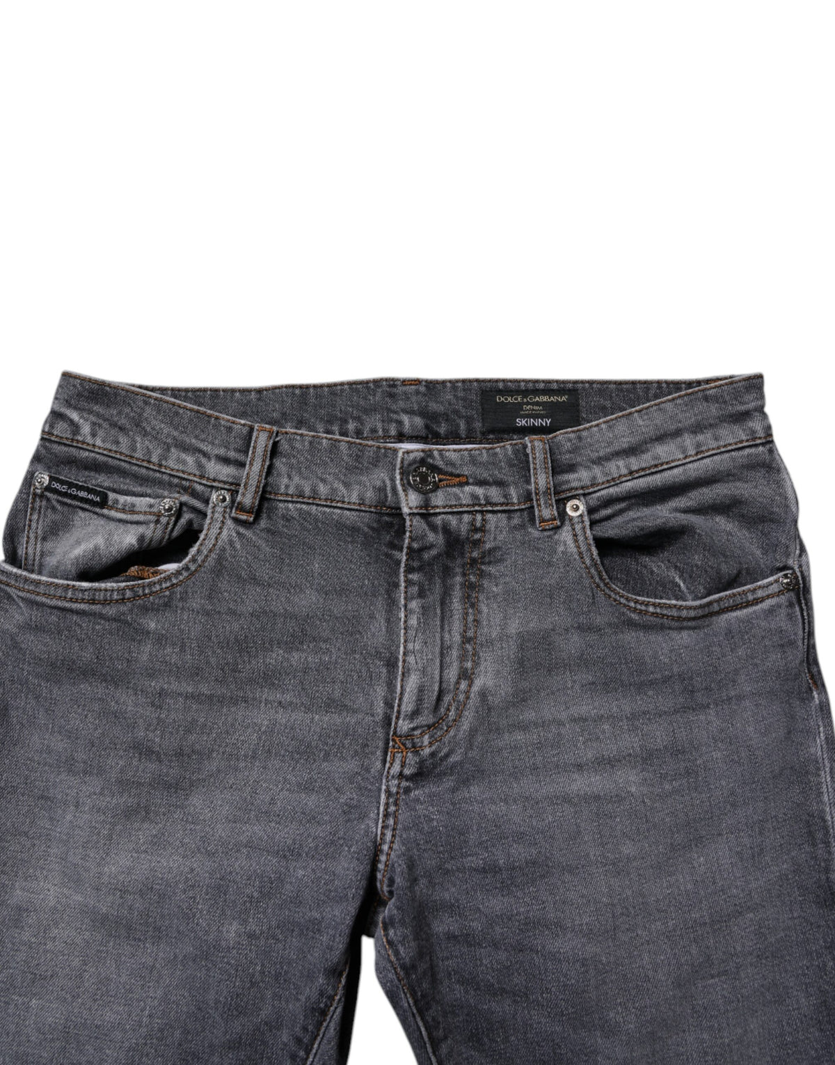 Dolce & Gabbana Dark Gray Cotton Stretch Skinny Denim Jeans