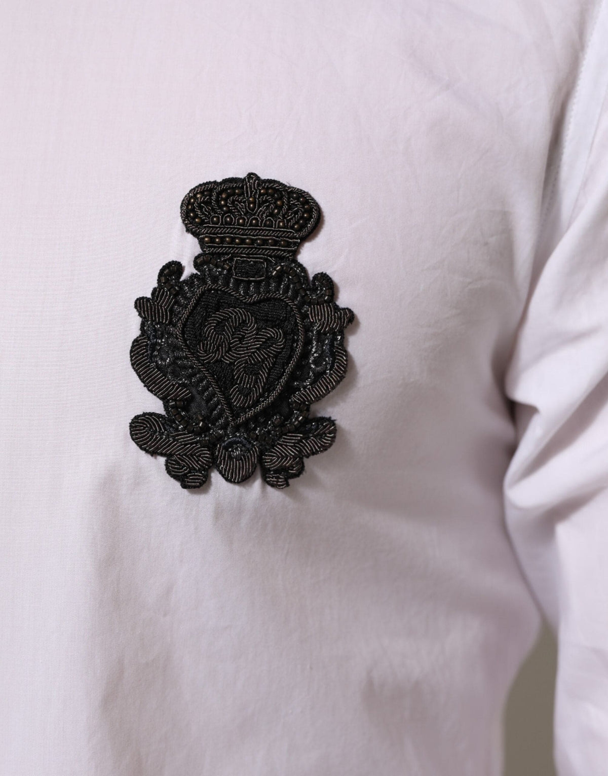 Dolce & Gabbana White Cotton GOLD DGPatch Formal Dress Shirt