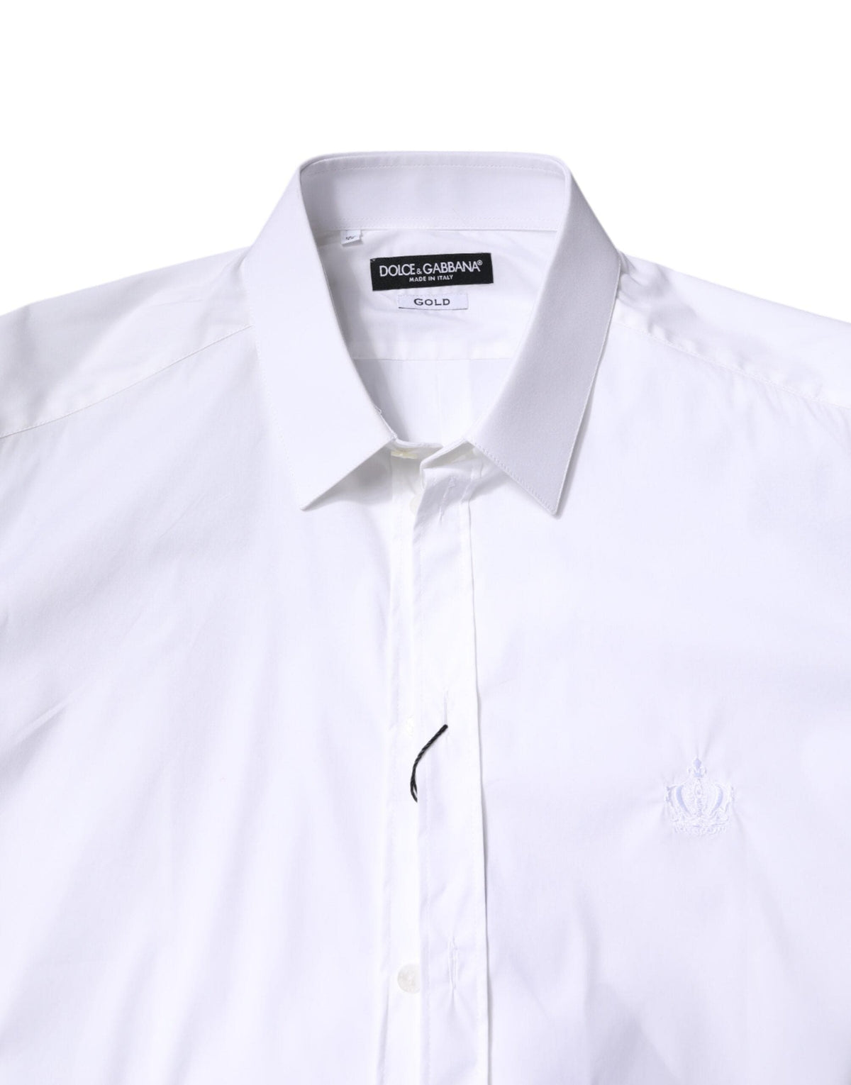 Dolce & Gabbana White Cotton Collared GOLD FormalDress Shirt