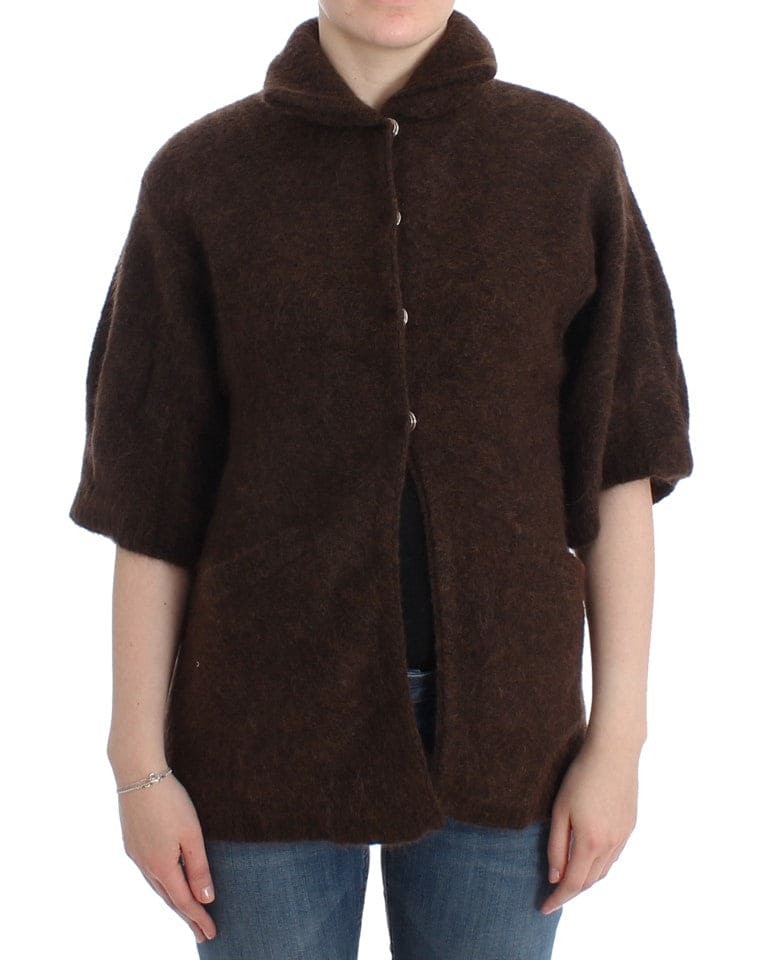 Cardigan marron élégant à manches courtes Cavalli