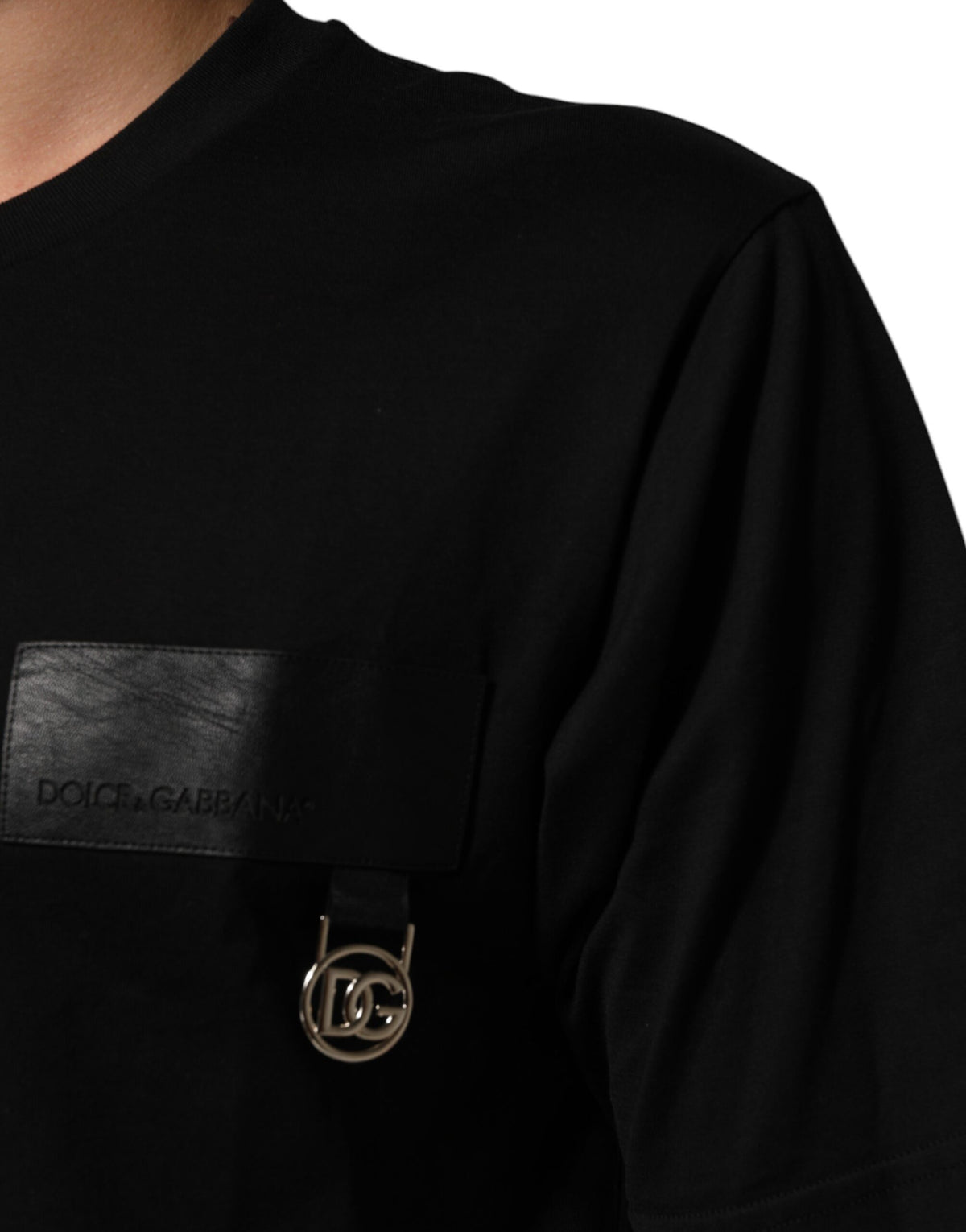 Dolce & Gabbana Black Logo Plaque Cotton Crew Neck T-shirt