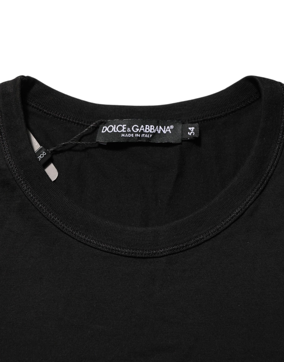 Dolce & Gabbana Black Logo Plaque Cotton Crew Neck T-shirt
