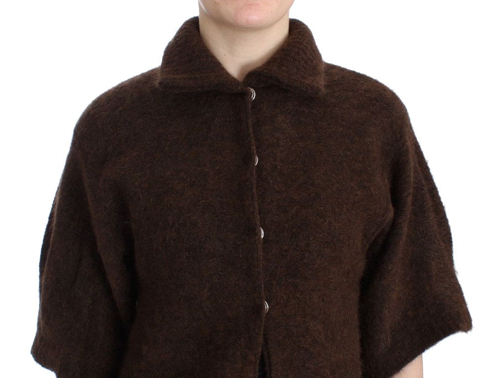 Cardigan marron élégant à manches courtes Cavalli