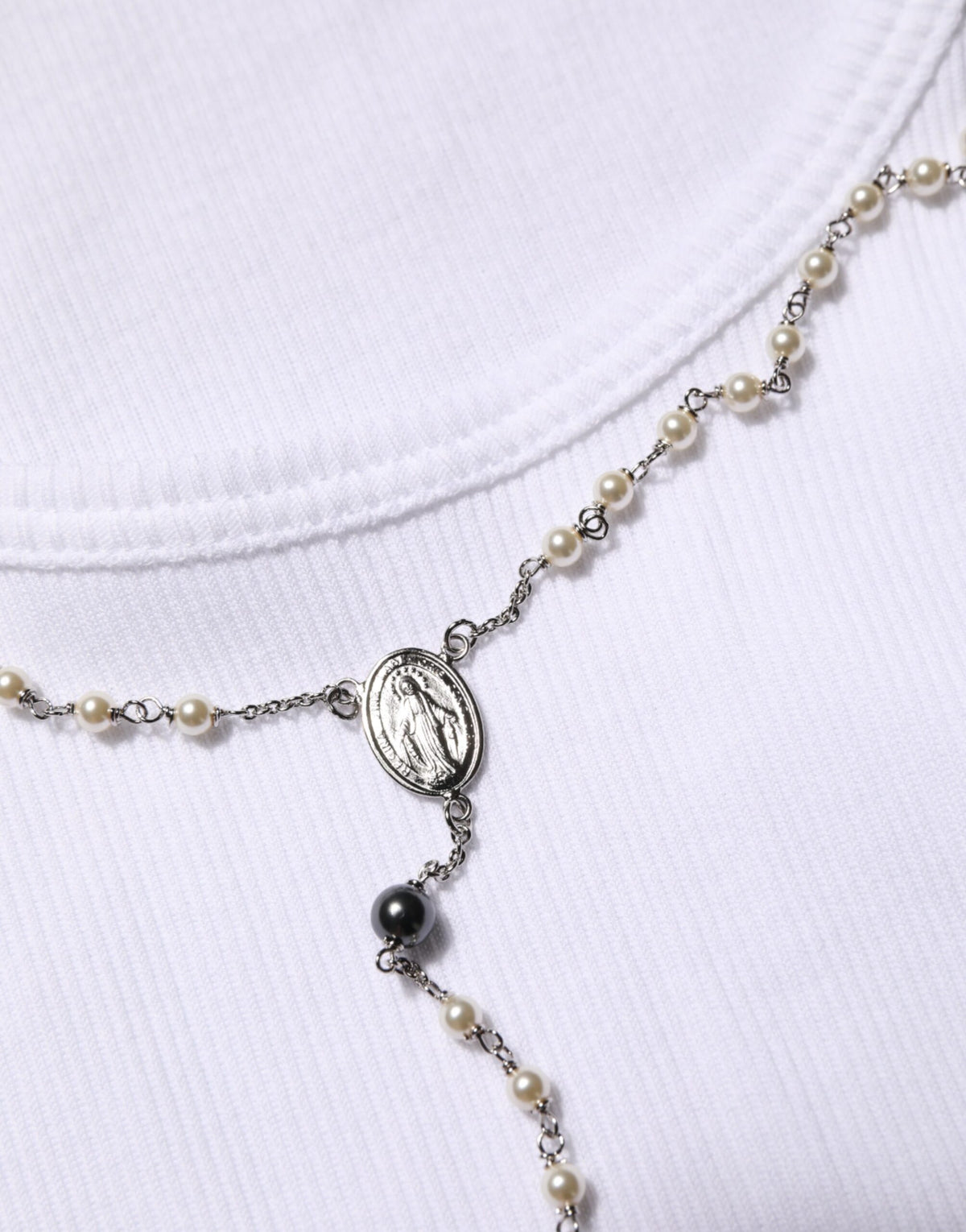 Dolce & Gabbana White Cotton Chain Necklace Tank Top T-shirt