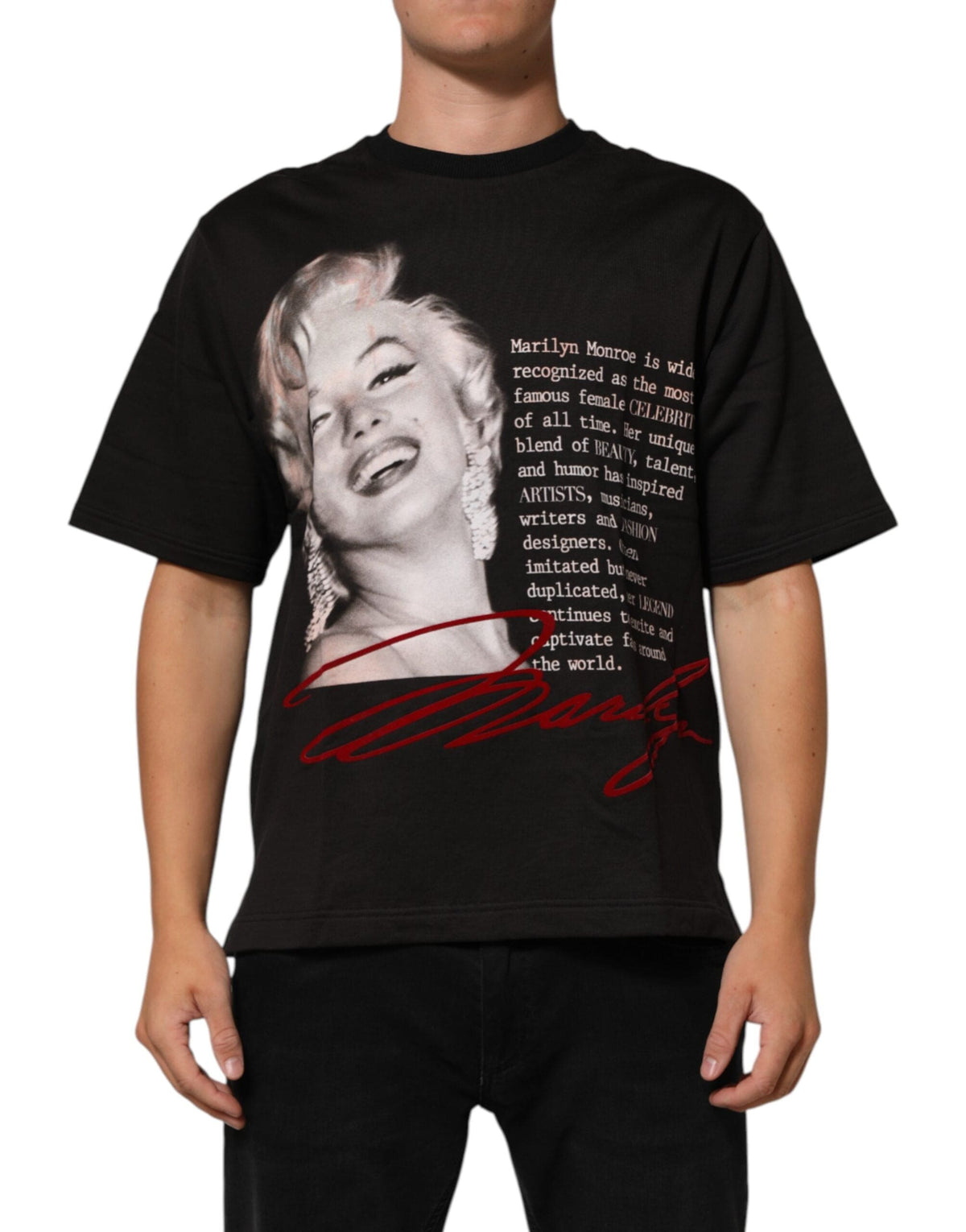 Dolce & Gabbana Black Marilyn Monroe Cotton Crew Neck T-shirt