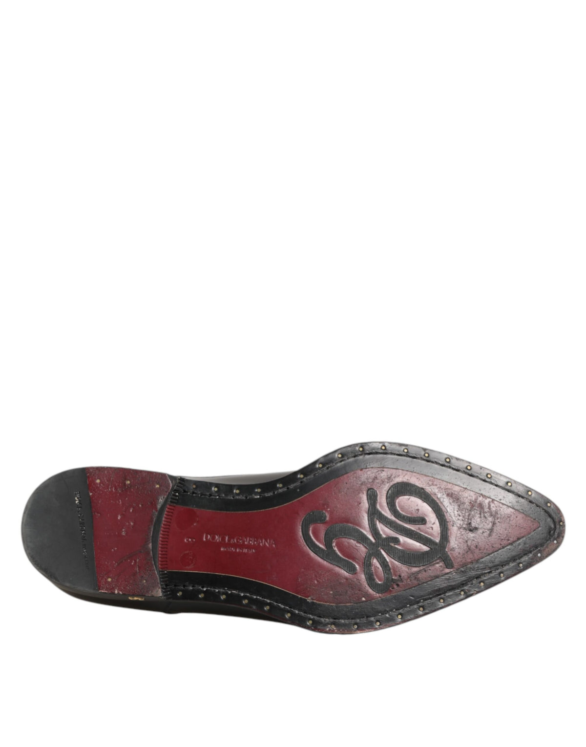 Dolce & Gabbana Black Leather Jeweled Crystals Derby Shoes