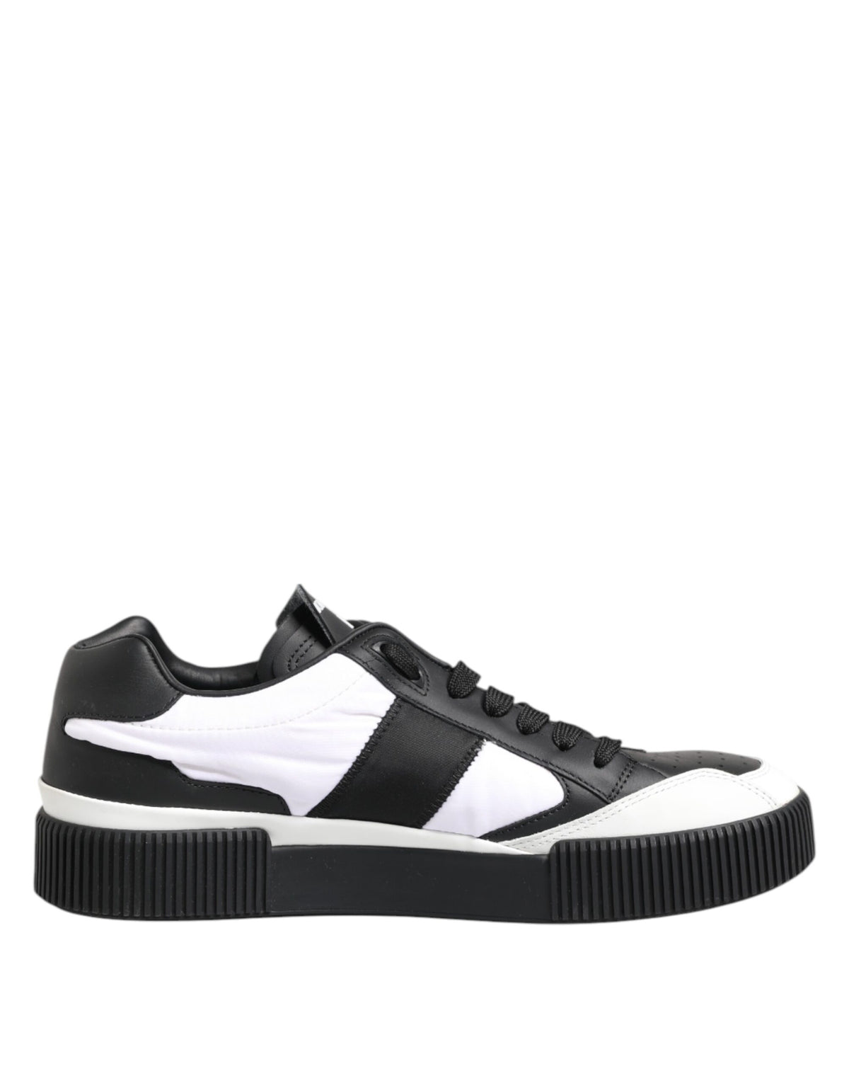 Dolce & Gabbana Black White Leather MIAMI Low Top Sneakers Shoes