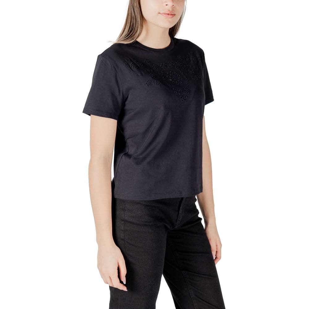 Jacqueline De Yong Black Cotton T-Shirt