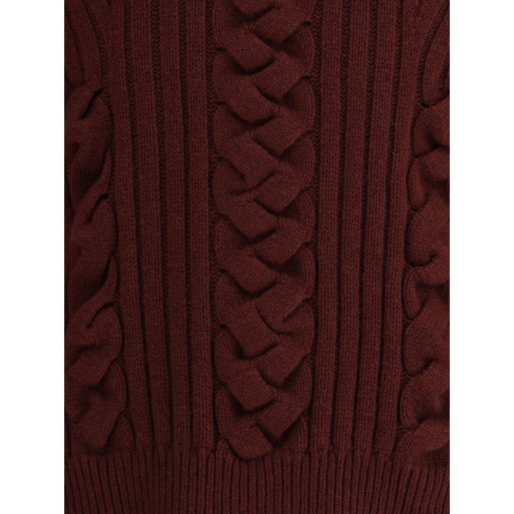 Alexander McQueen Bordeaux Fur Cashmere Sweater