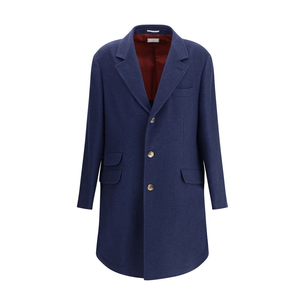 Brunello Cucinelli Blue Cashmere Coat