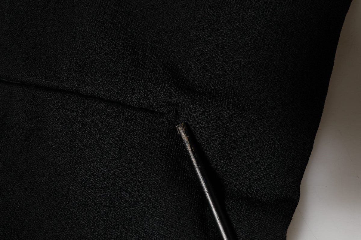 Dolce & Gabbana Black Viscose Turtle Neck Crop Pullover Top