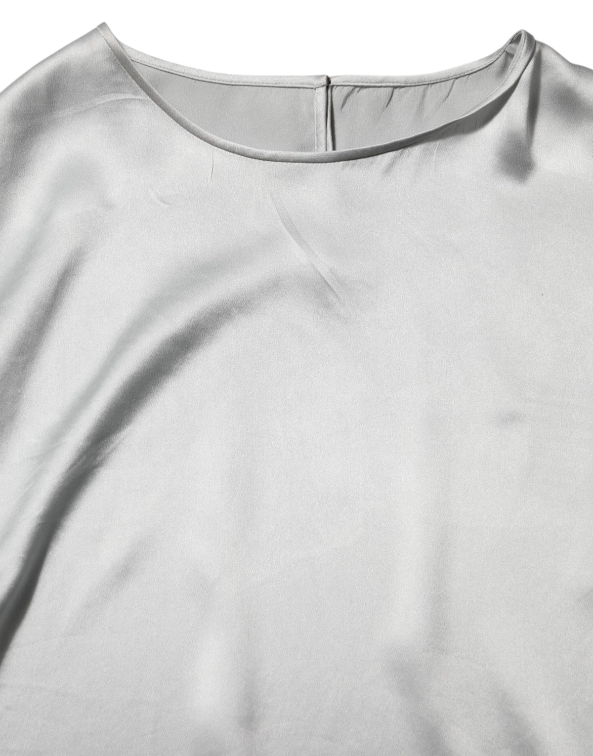 Dolce & Gabbana Gray Silk Satin Floral Lace Long Sleeve Top