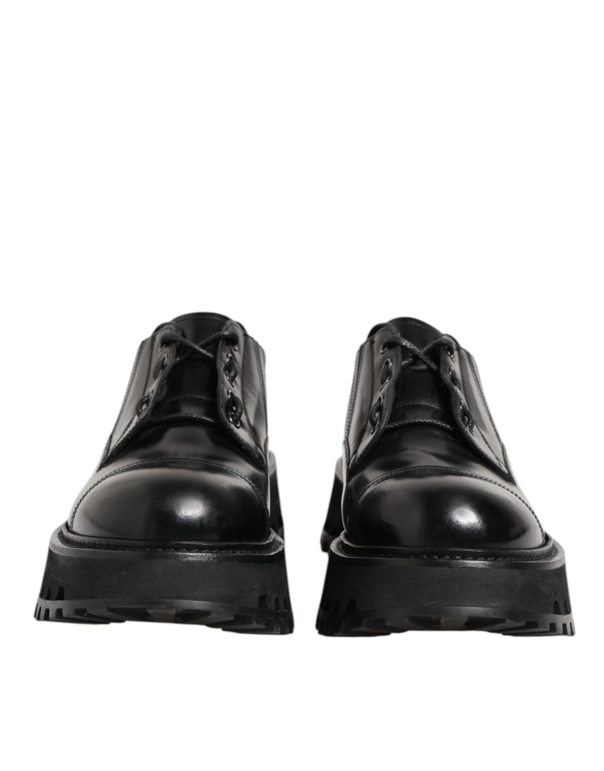 Dolce & Gabbana Black Leather Lace Up Derby Men Dress Shoes