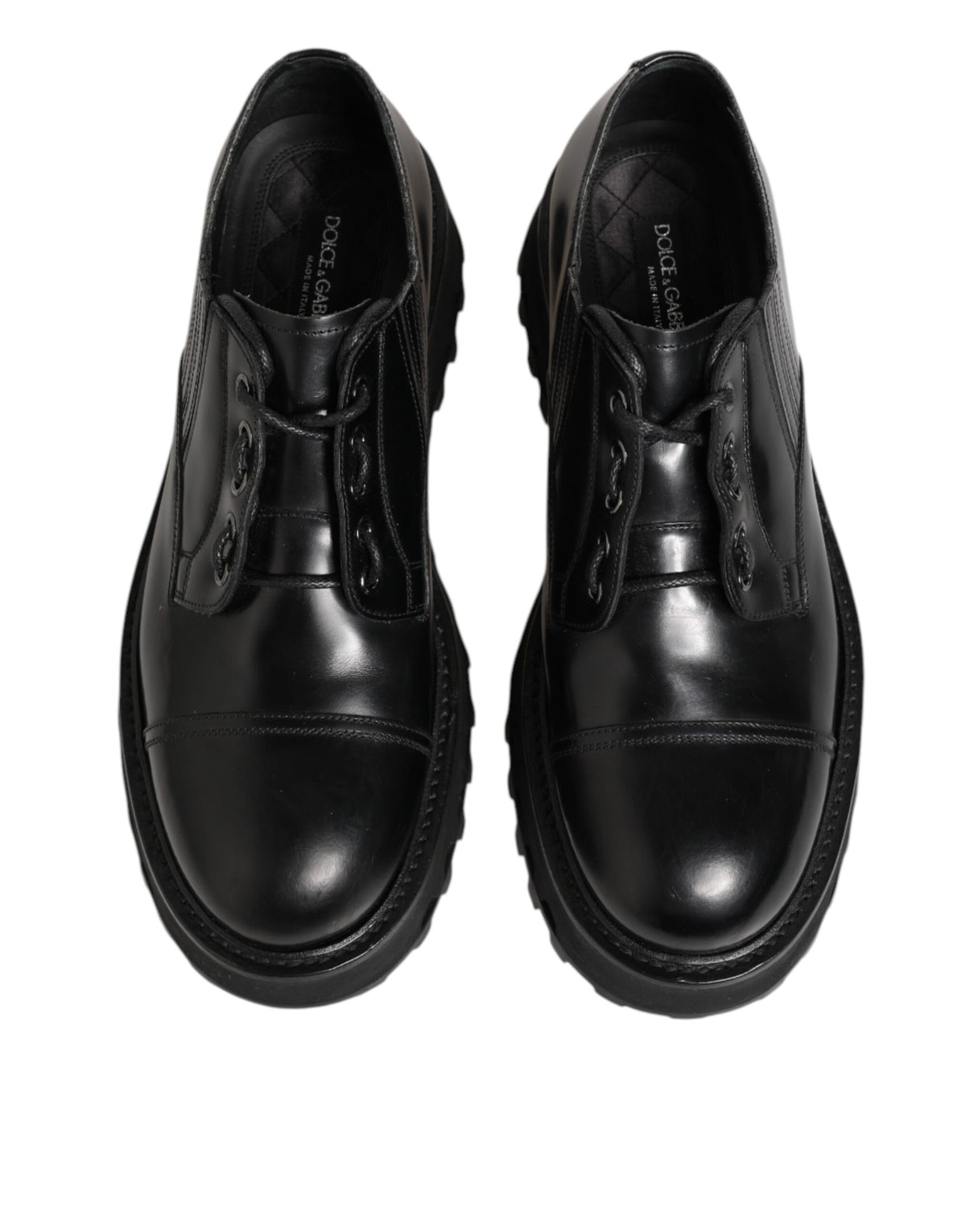 Dolce & Gabbana Black Leather Lace Up Derby Men Dress Shoes