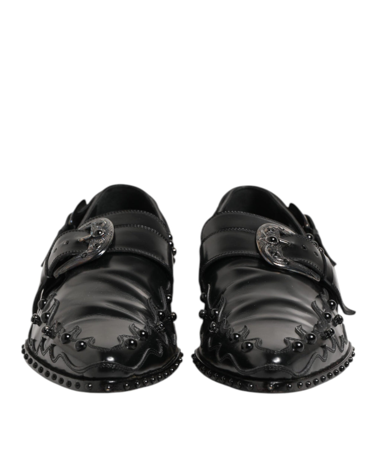 Dolce & Gabbana Black Embellished Dress Monk Strap Shoes