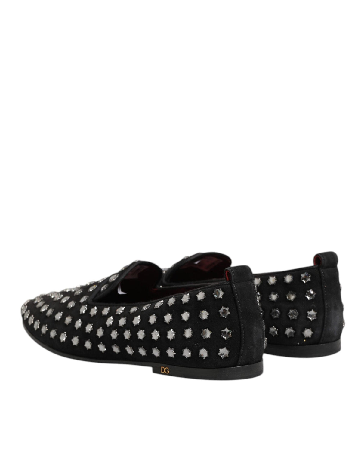 Dolce & Gabbana Black Crystal Embellished Loafers Dress Shoes