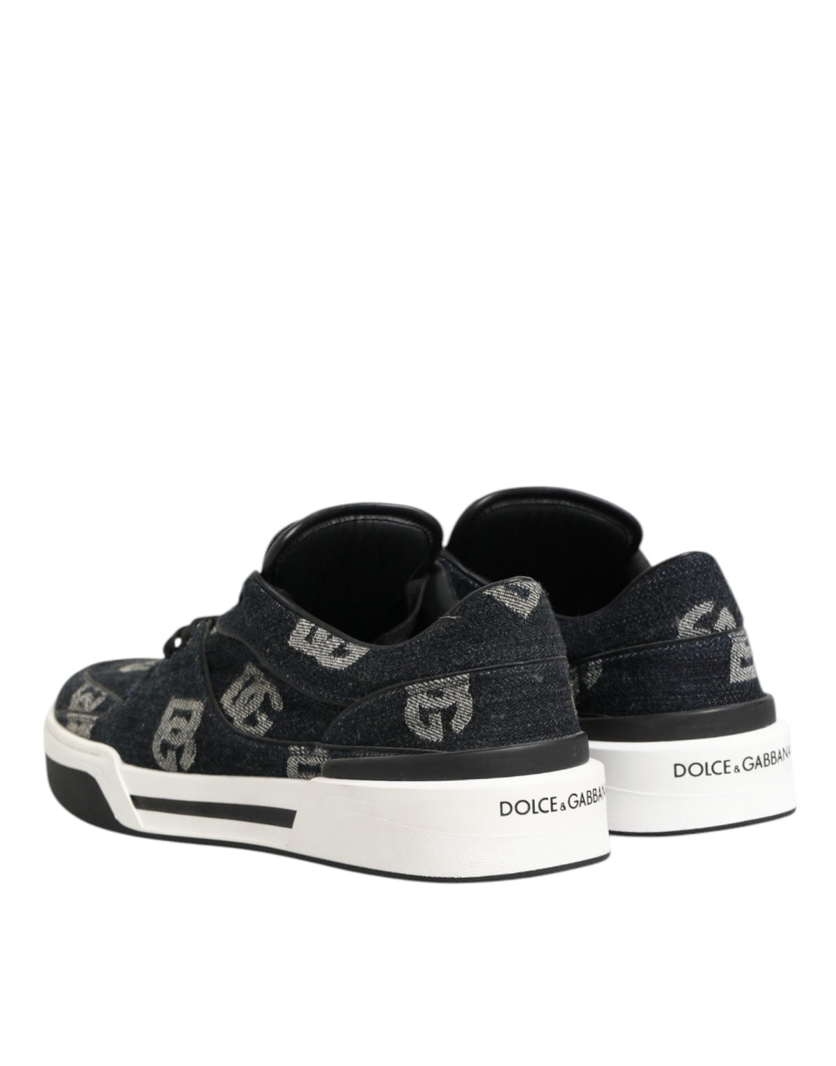 Dolce & Gabbana Blue Cotton Denim Logo Low Top Sneakers Shoes