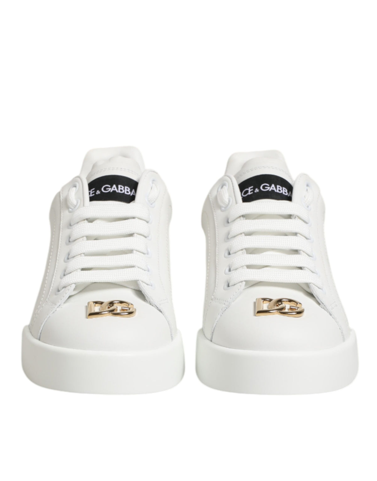 Dolce & Gabbana White DG Leather Low Top Sneakers Shoes