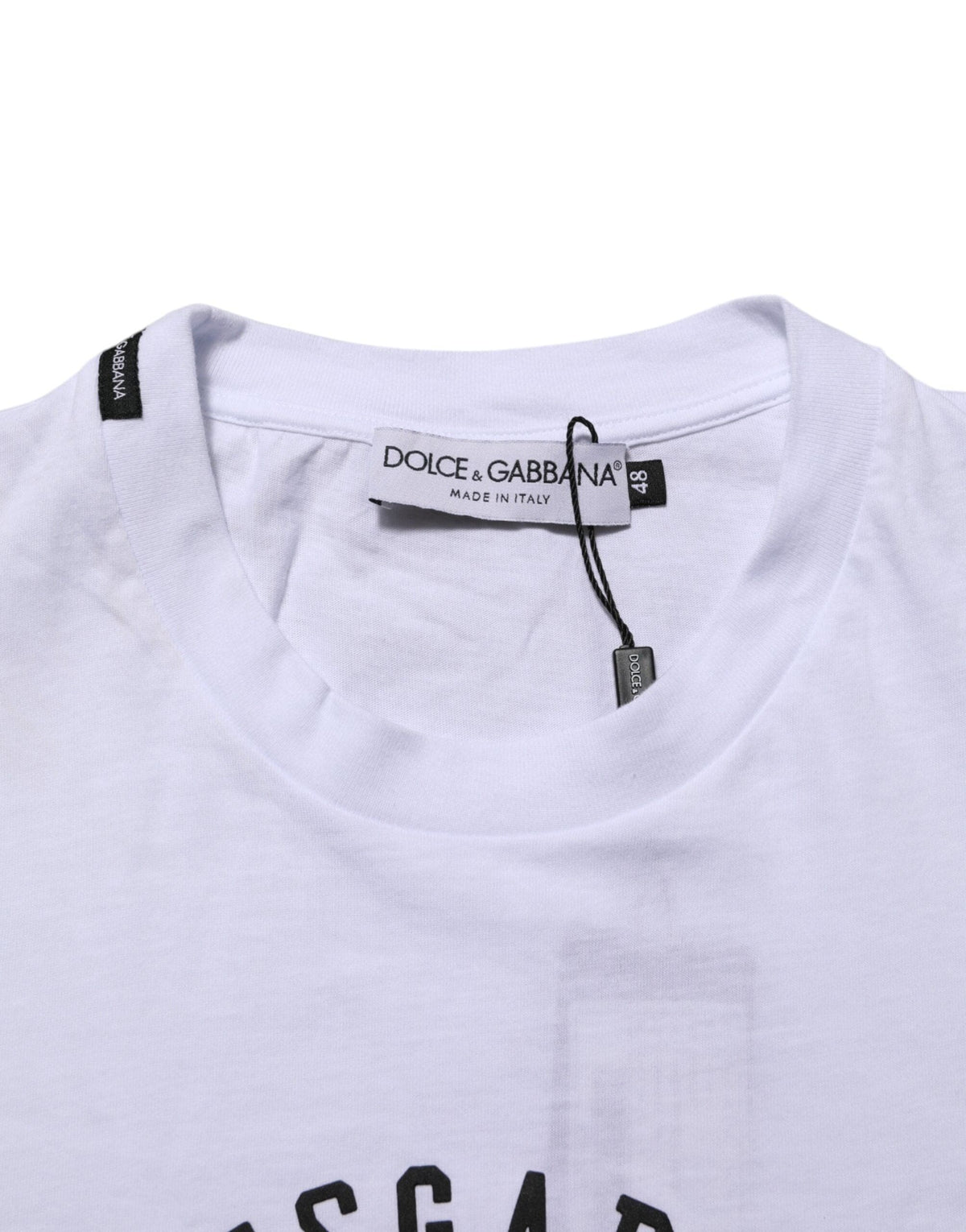 Dolce & Gabbana White Cotton Logo Print Crew Neck T-shirt