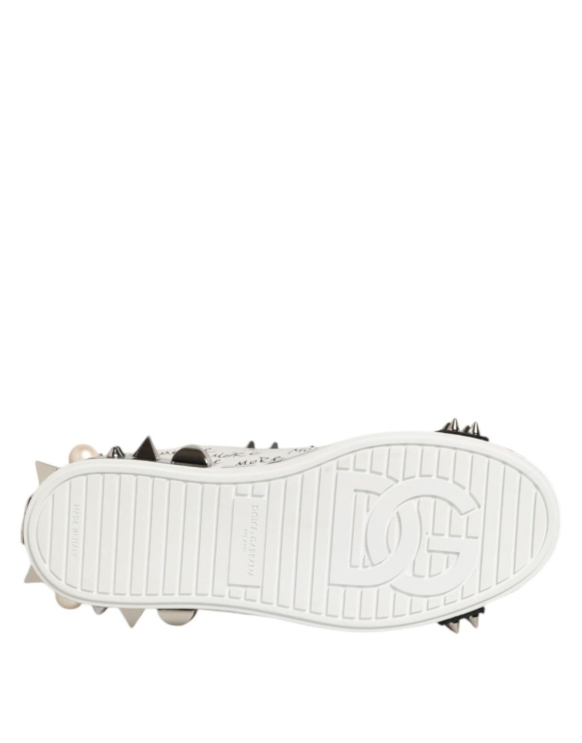 Dolce & Gabbana Black White Studded Low Top Sneakers Shoes