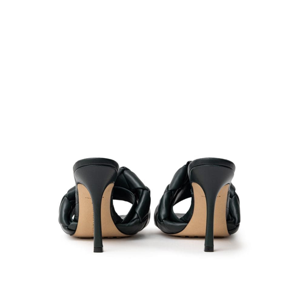 Bottega Veneta Green Leather Stiletto Heel Sandals