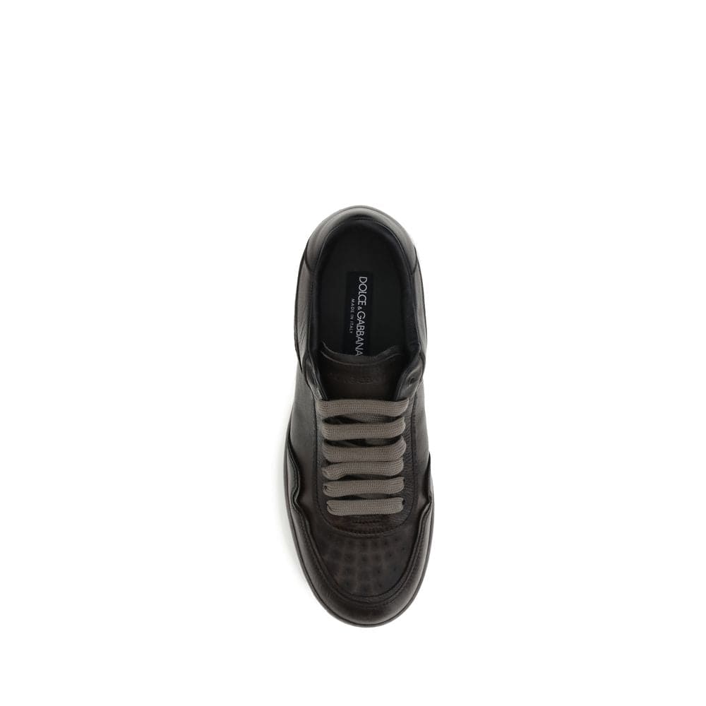 Dolce & Gabbana Brown Calf Leather Bos Taurus Low Top Sneakers